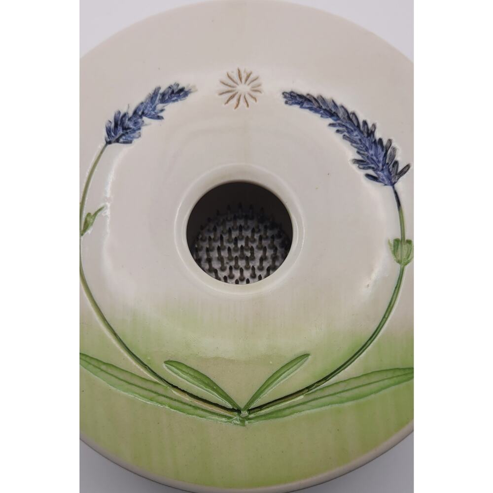 Lavender Hidden Cove Ceramic Ikebana Vase Suiban with Kenzan Flower Frog